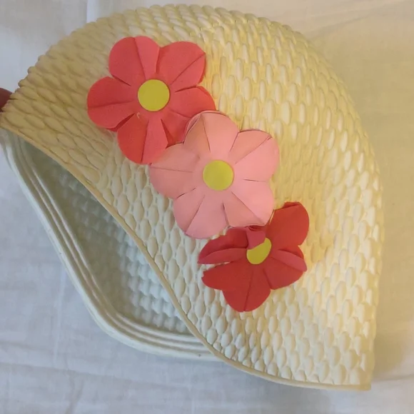 Rubber Swim Bathing Cap with pink flowers - Picture 2 of 4